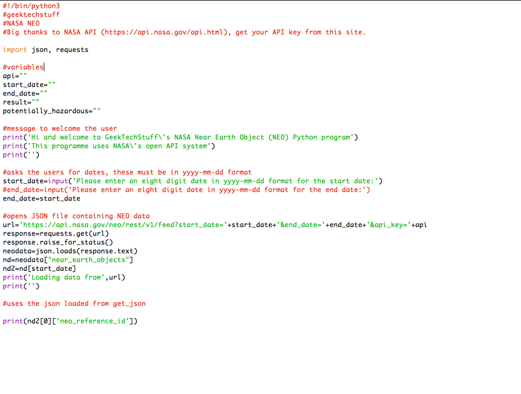 NASA NEO V2&nbsp;(Python)