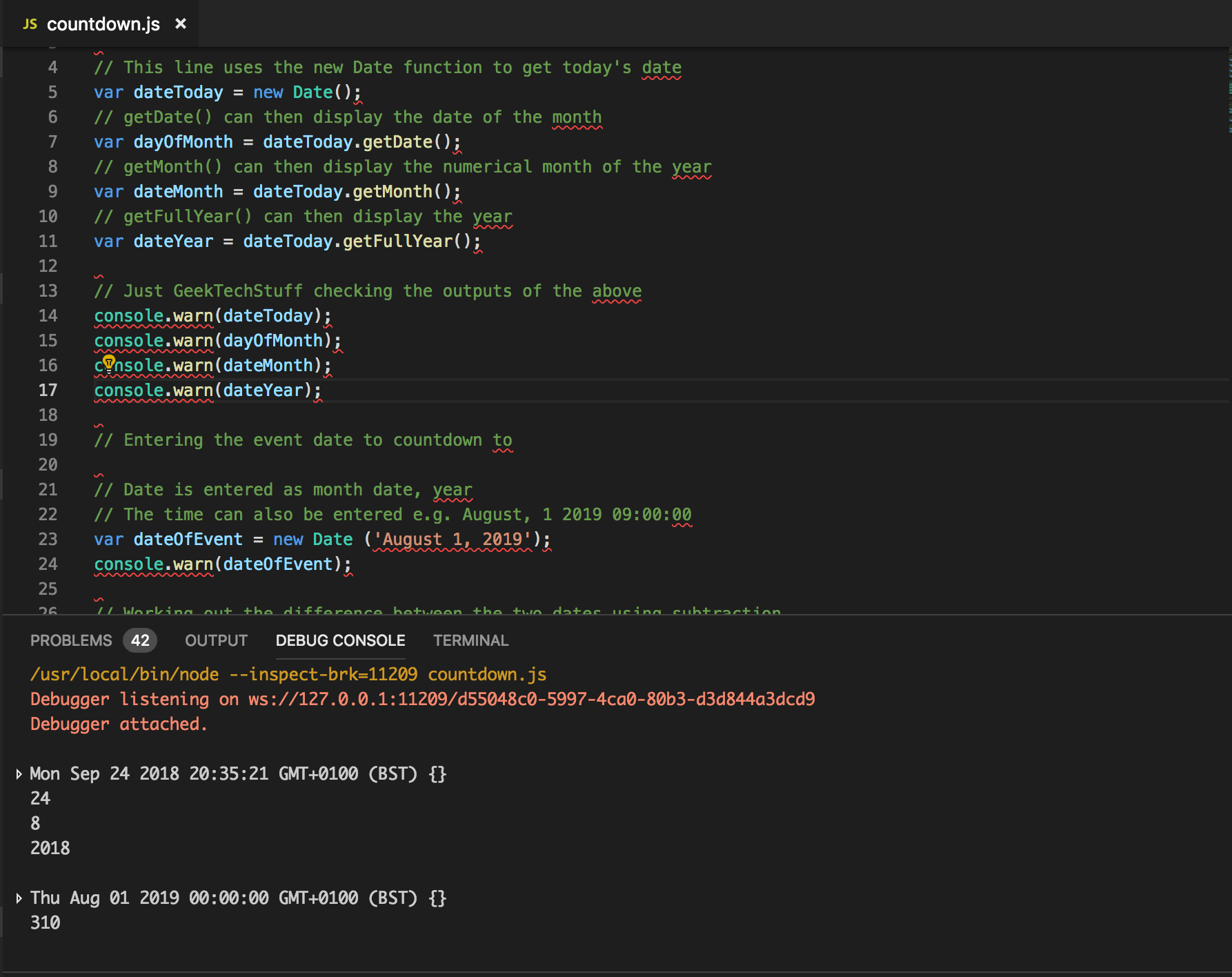 Using JavaScript to countdown to a date