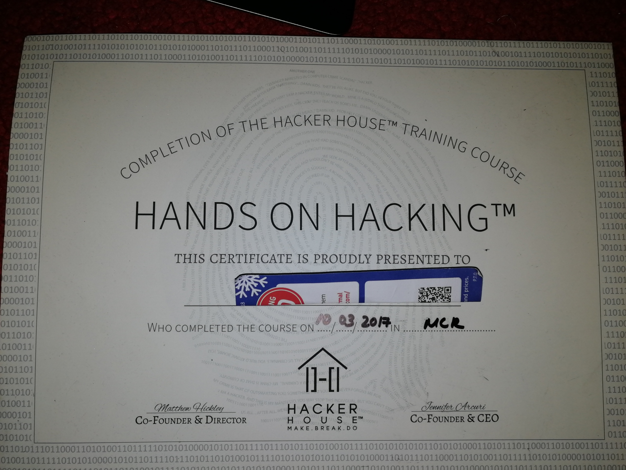 Hands On Hacking Cert
