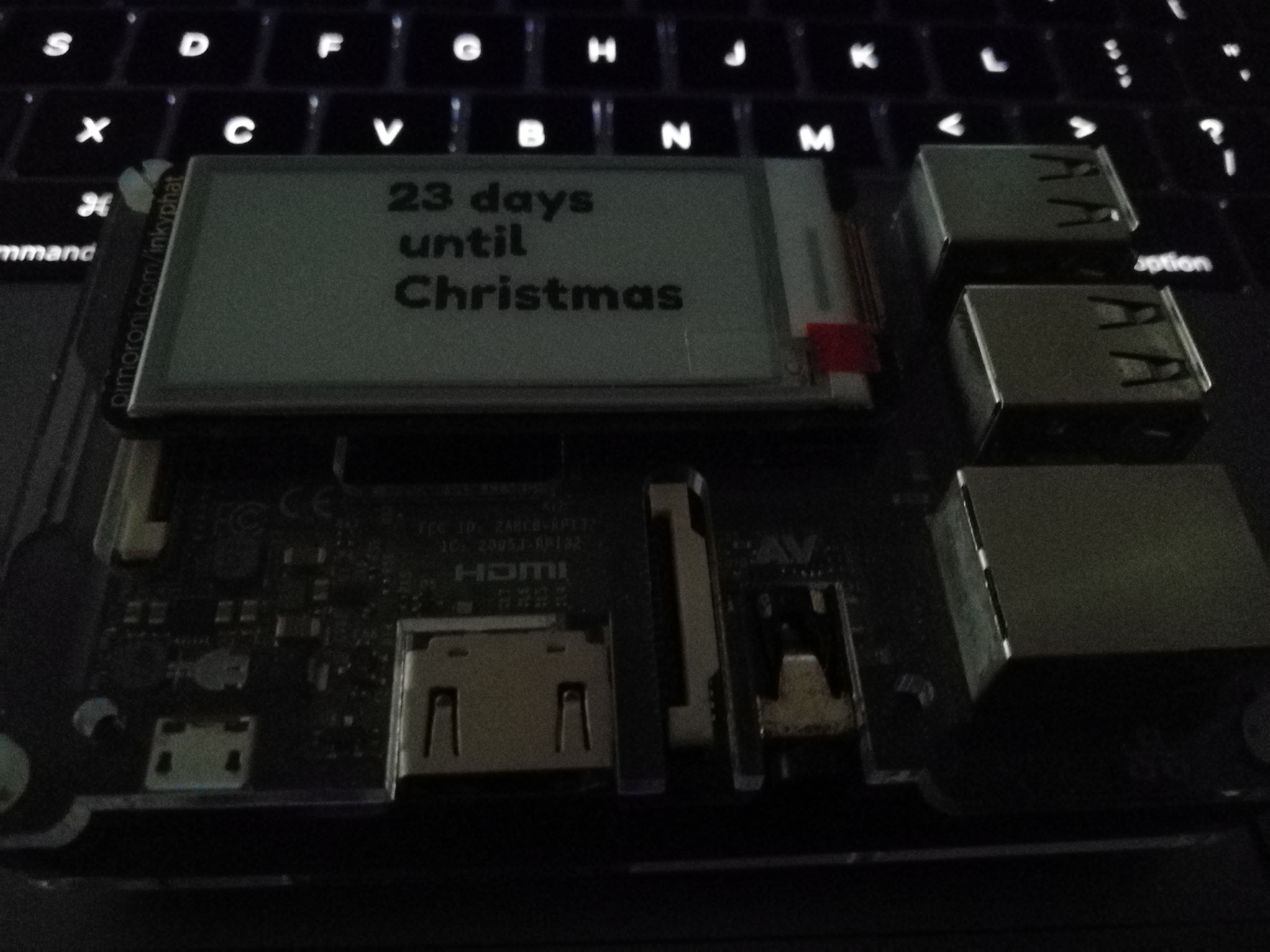 Inky PHAT displaying days until Christmas