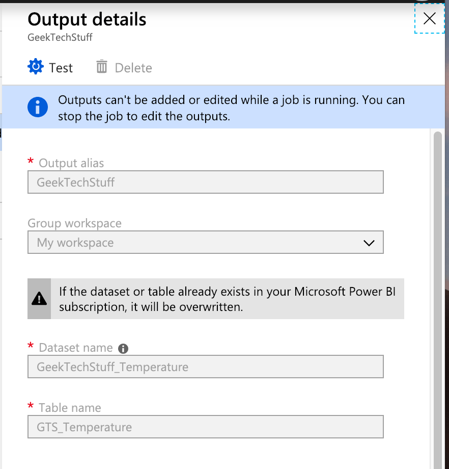 Stream Analytics Output