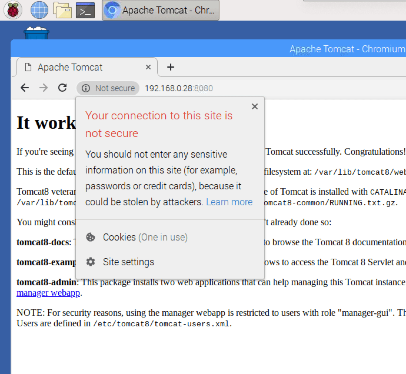 Apache Tomcat running an insecure connection