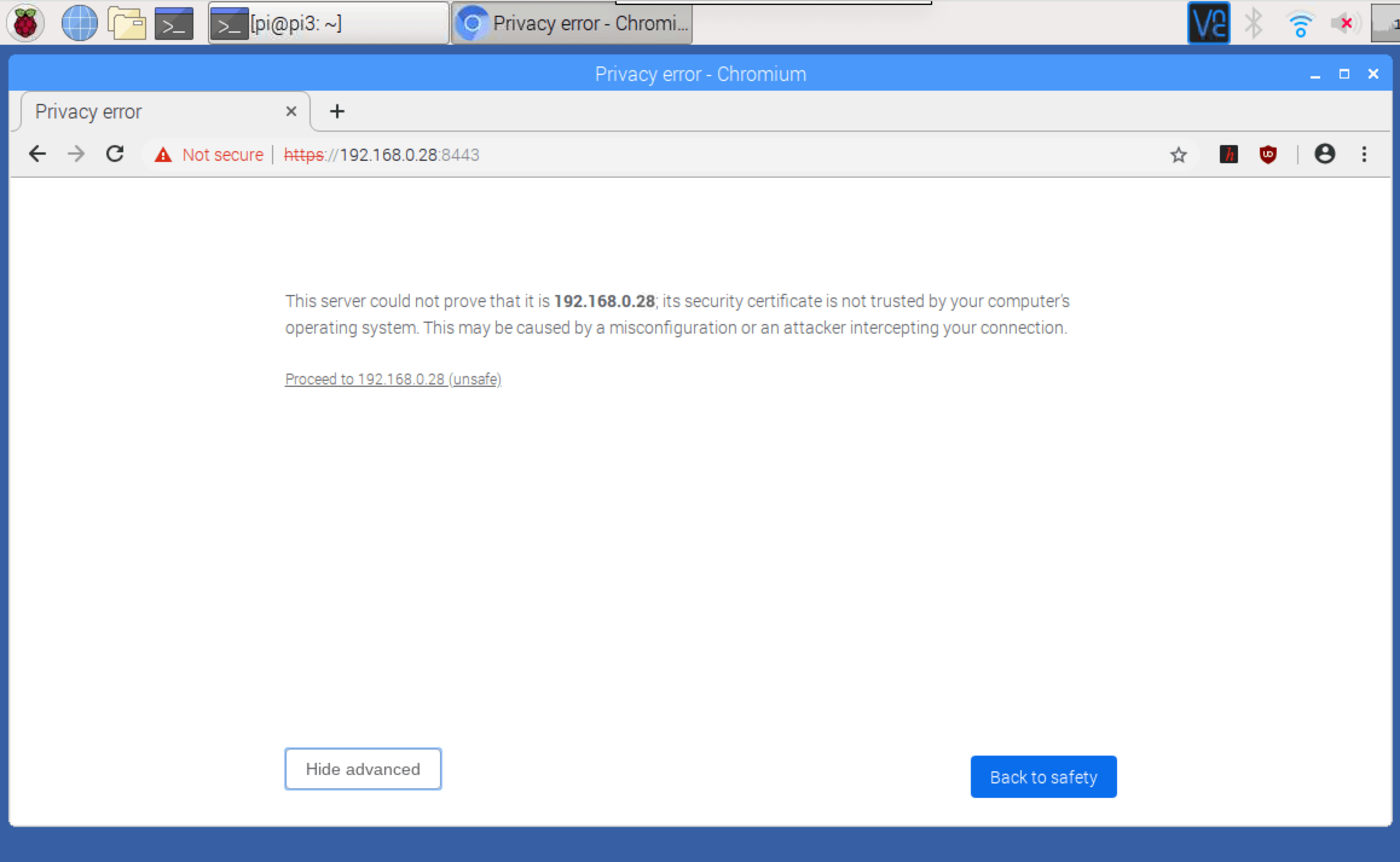 Clicking "advanced" for the proceed option