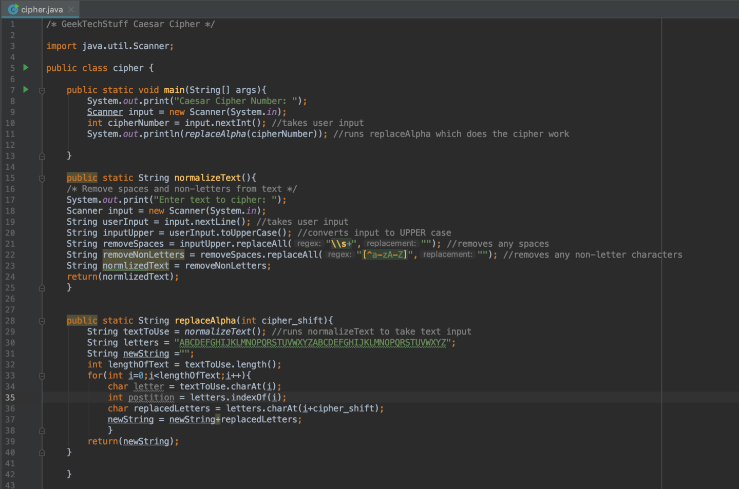 Caesar Cipher (Java) – GeekTechStuff