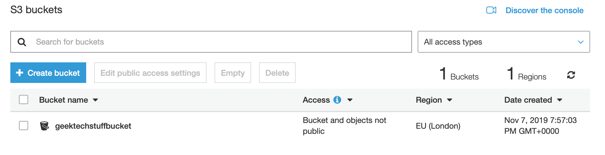 AWS S3 Bucket Screen