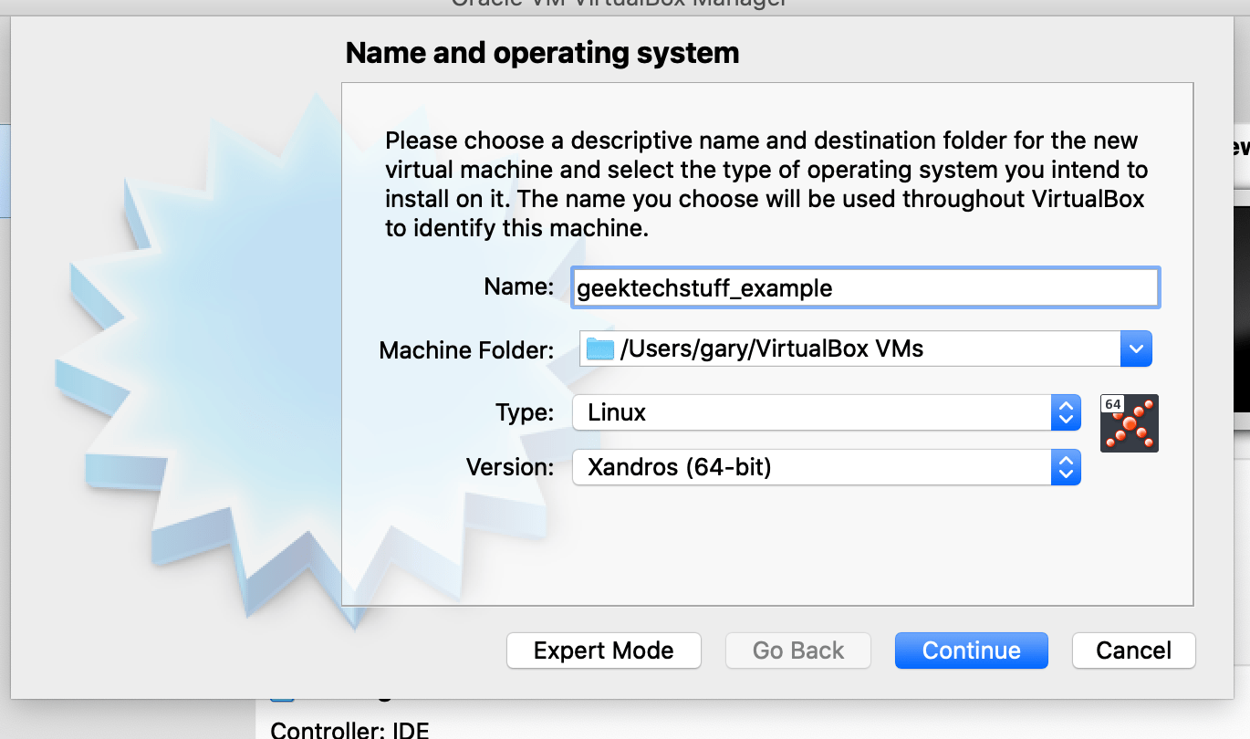 Naming the virtual box