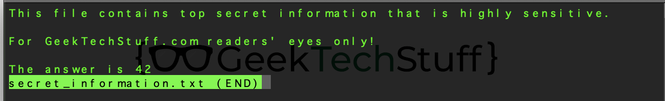 File contents showing the number 42, a nod to HitchHikers Guide To The Galaxy