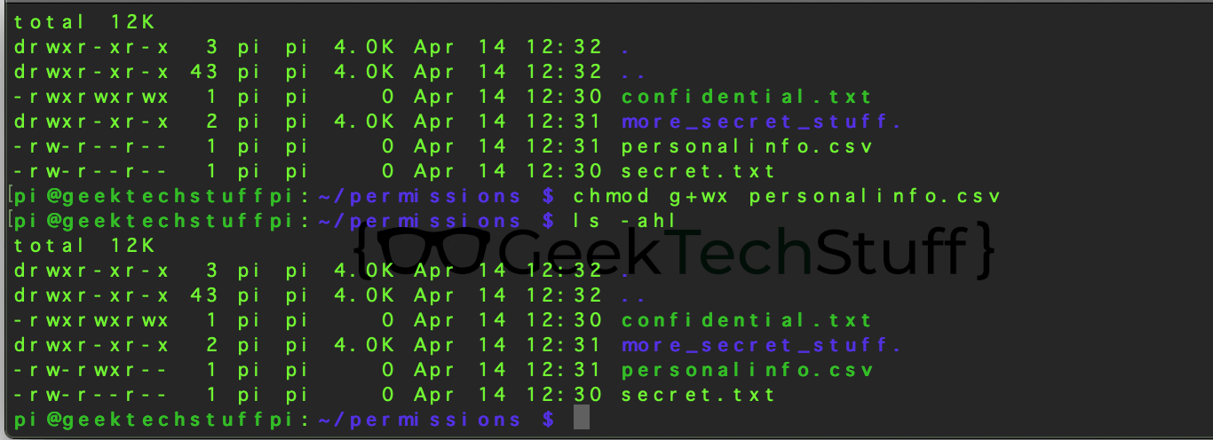 chmod g+wx personalinfo.csv