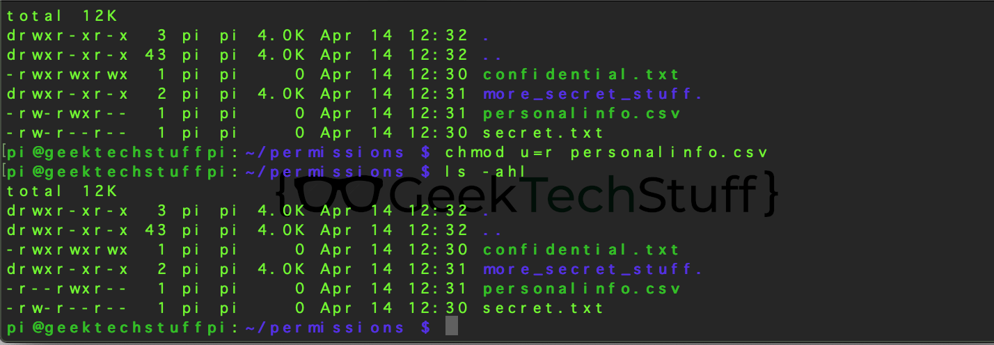 chmod u=r personalinfo.csv