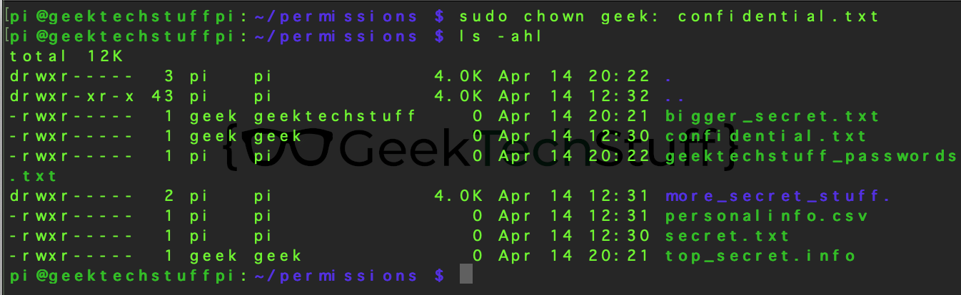 sudo chown geek: