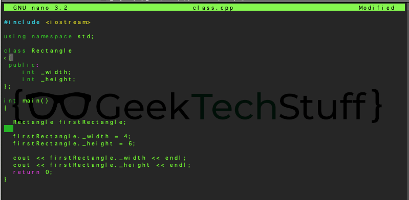 An example of a C++ class being created