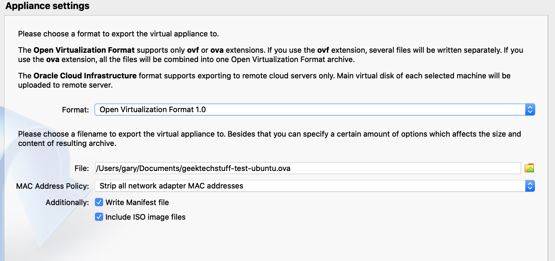 geektechstuff_virutal_box_export_settings
