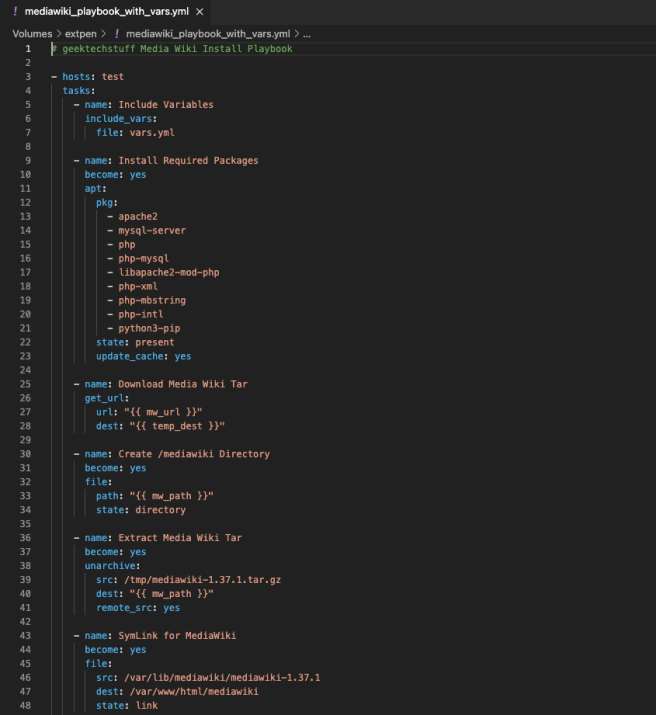 Ansible Playbook, a YAML file